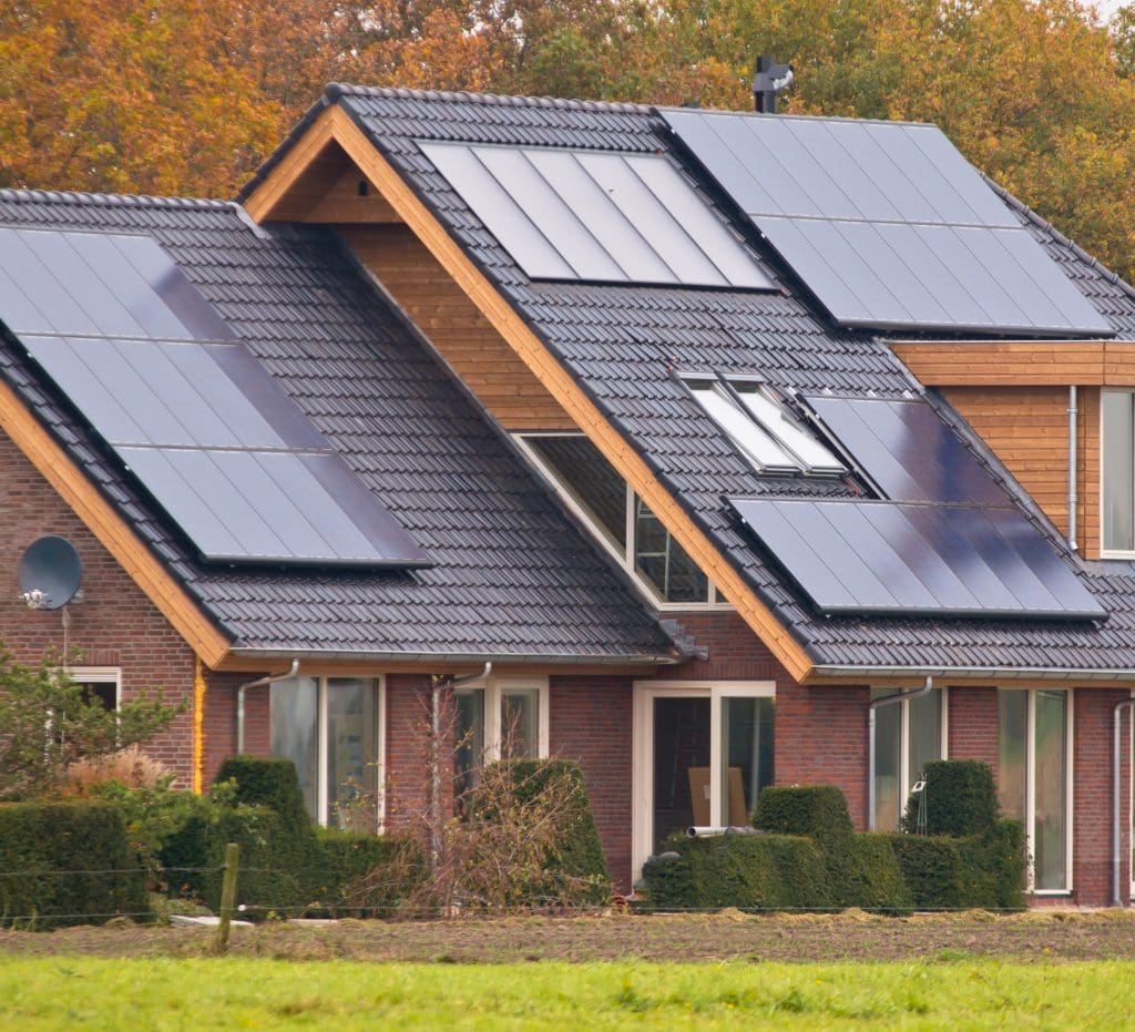 Solar Panels on Newly Built Modern House