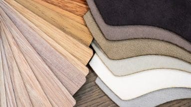 Fabric and Wooden samples for floor laminate or furniture in home