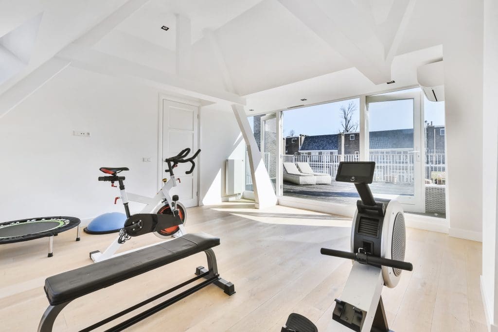 How to create a home gym.  Images of exercise equipment