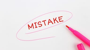 The word mistake written in red ink and circled