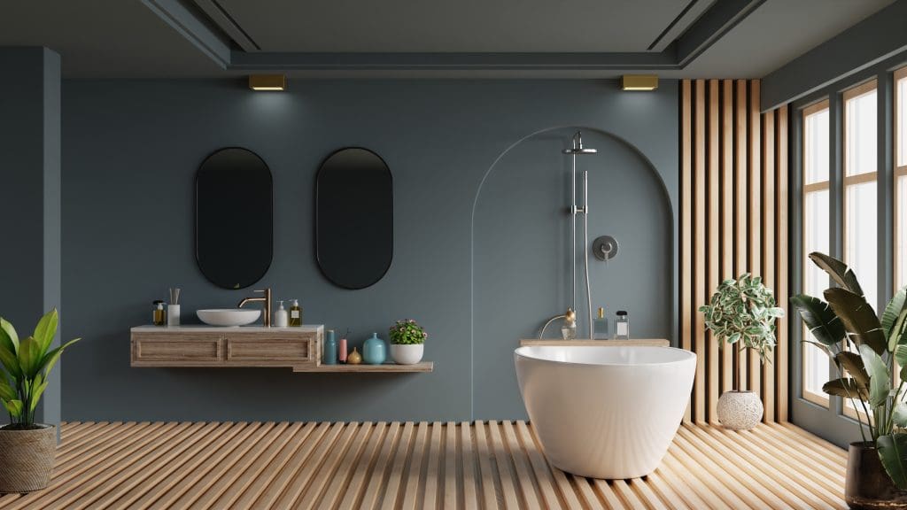 Modern bathroom with creative design selections