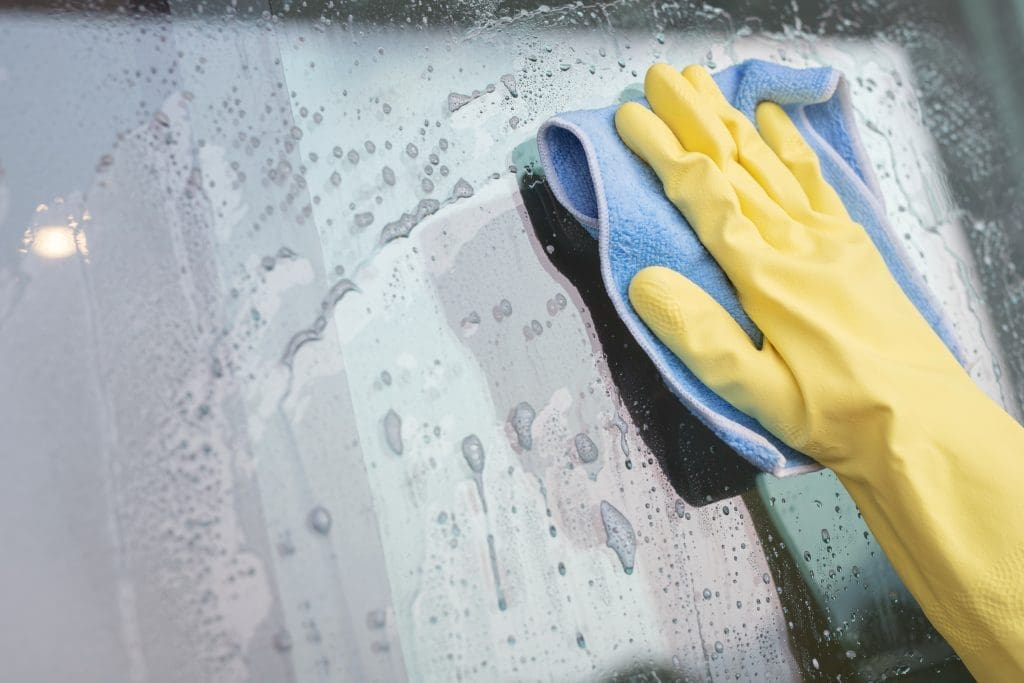 Seasonal Home Maintenance.  Concept of cleaning windows